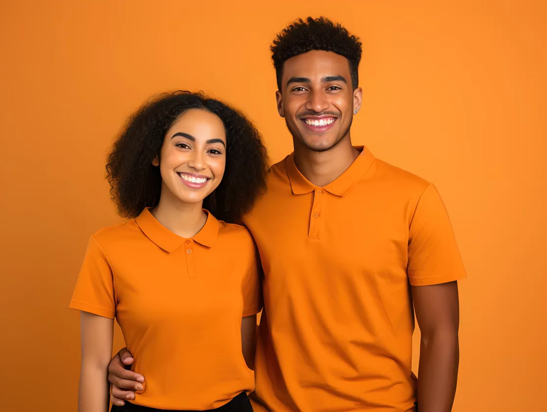 Stitched, not printed — Polo, chest, 75 mm wide